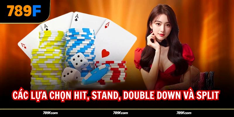 Các lựa chọn Hit, Stand, Double Down và Split 